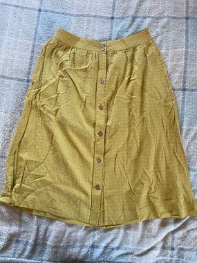 Francesca's Collections Yellow Button-Front Maxi Skirt